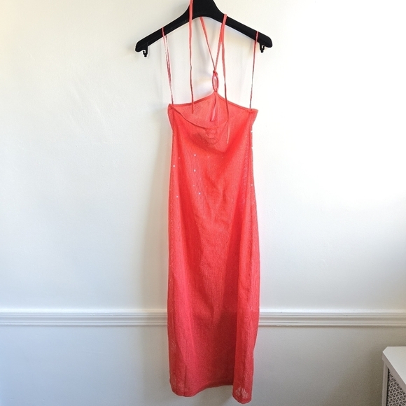 New Solid & Striped The Sequined Samar Coral Red Mesh Beach Swim Cover-Up NWT XS - Picture 8 of 12